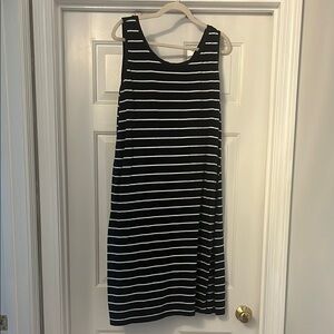 Lulu's Bue and White Tank Midi Dress